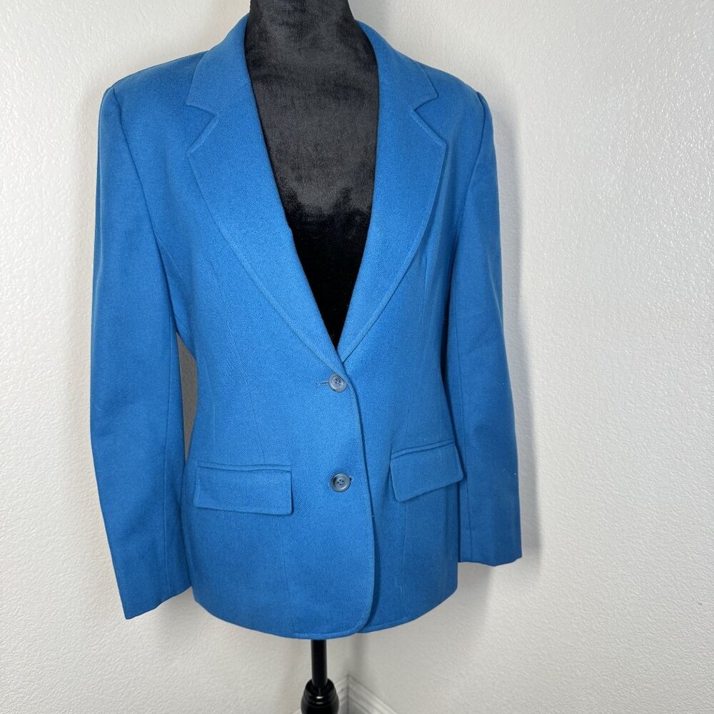 Vintage Pendleton Womens Blue Blazer Size 6 100% Virgin Wool Two-Button Tailored
